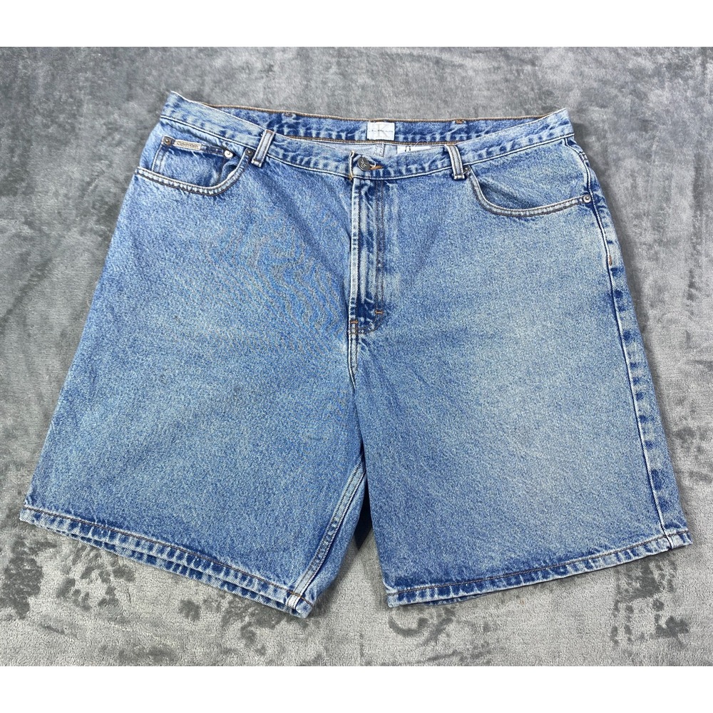 Vintage Calvin Klein Denim Shorts Mens 40 Blue Double Stone Wash Workwear Jeans